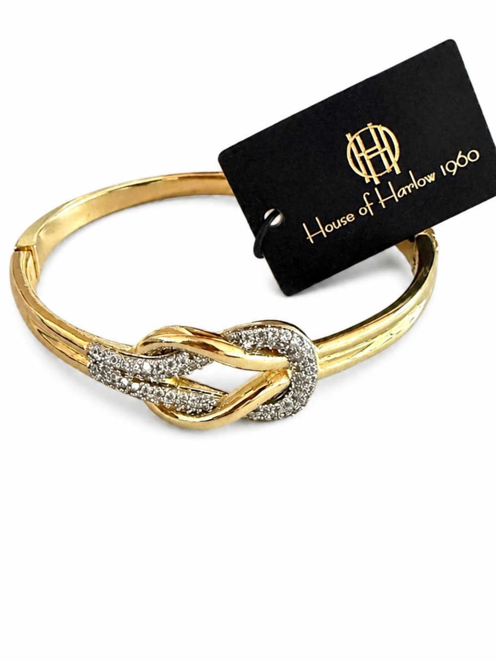 House of Harlow 1960 Two Tone Cubic Zirconia Bangle Bracelet NWT